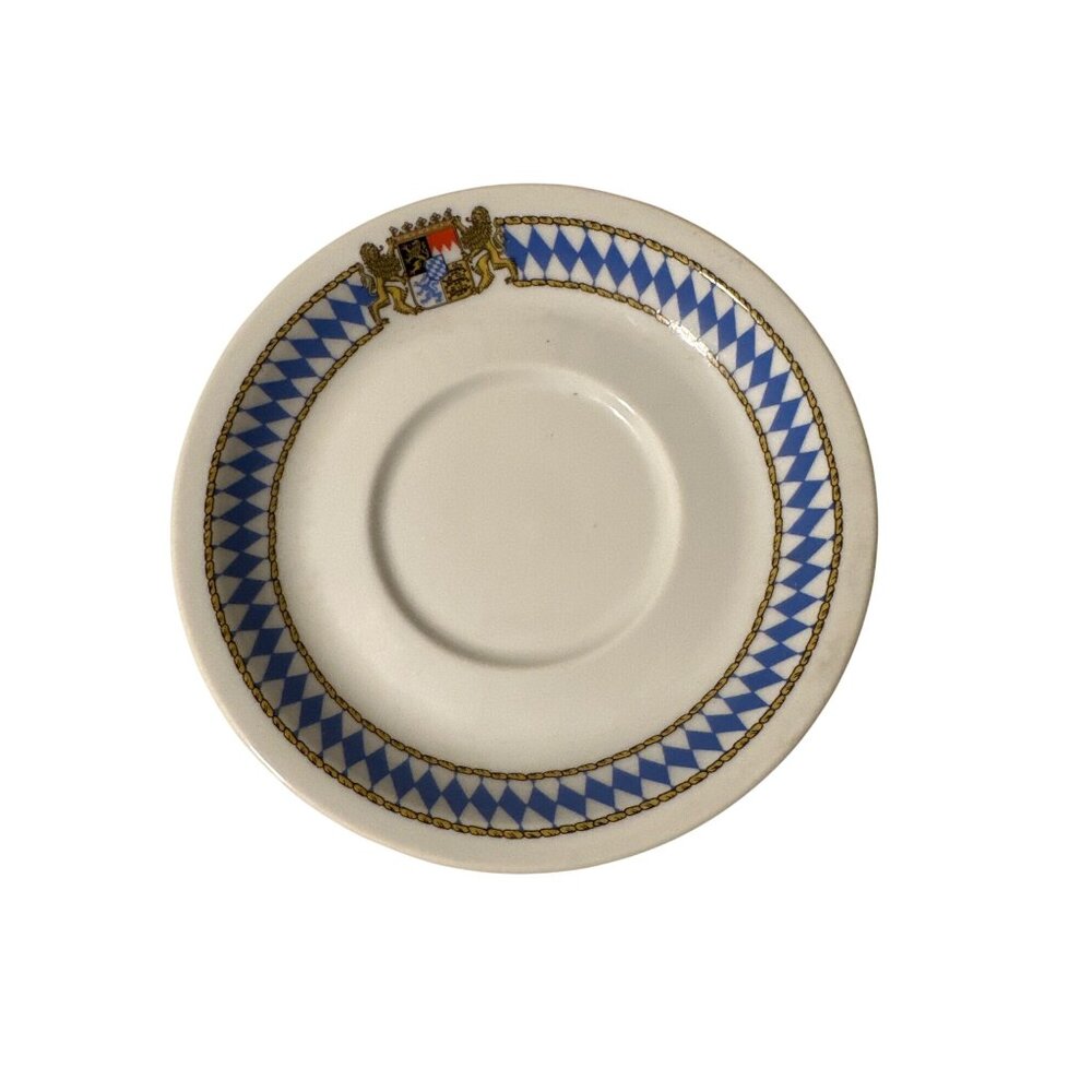 💖Bavarian Style Beyer & Bock Demitasse Saucer With Blue Diamond Pattern